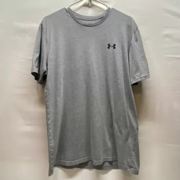 Under Armour Heat Gear Men's Medium Grey Loose Fit UA Logo Athletic Wear T-Shirt - Picture 12 of 12